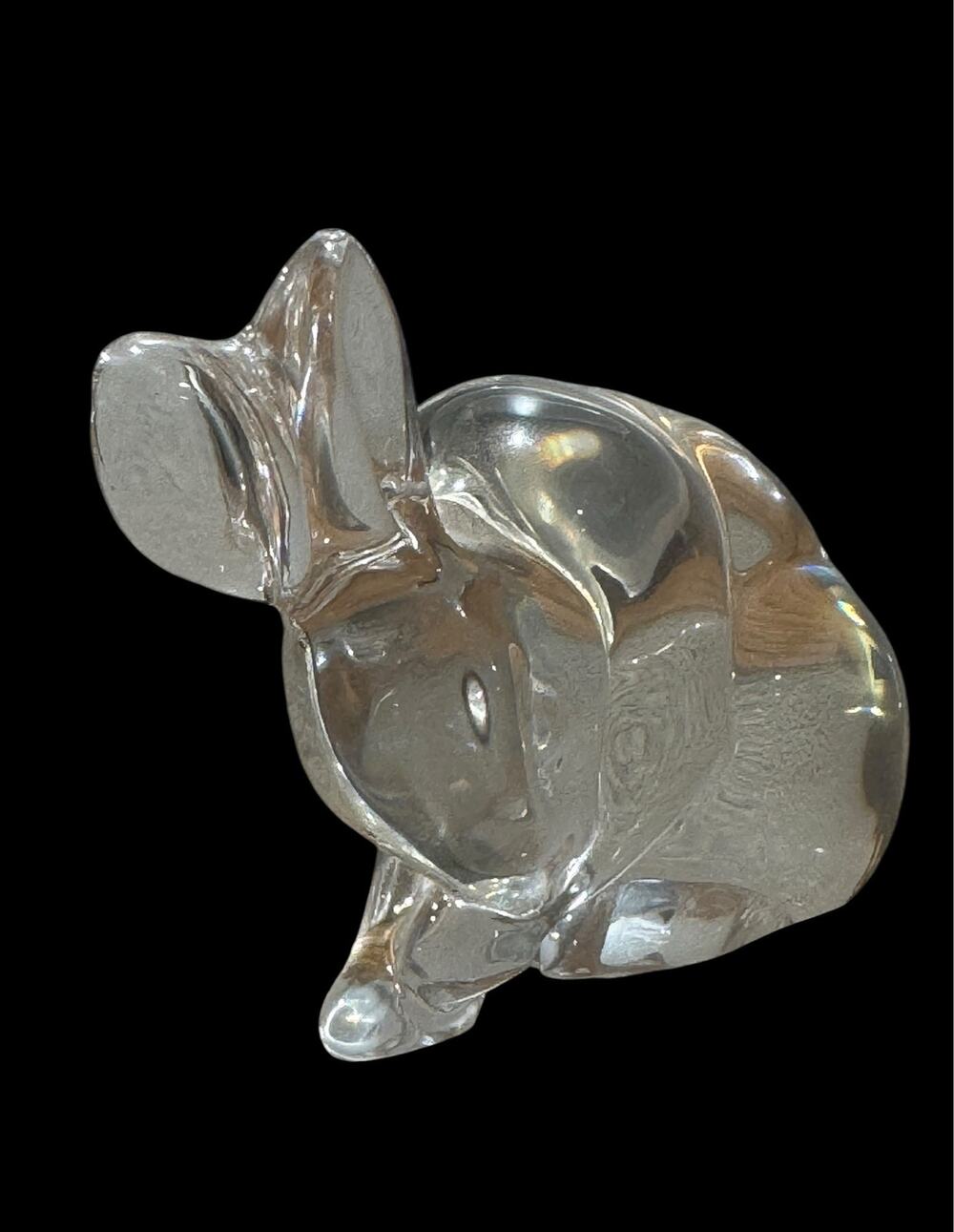 Lenox Crystal Bunny Rabbit Figurine /Paperweight Cleaning Face